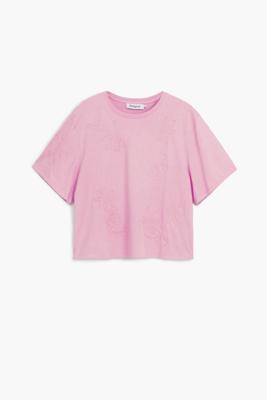 T-shirt met geborduurde bloemen - RED - XL T-shirt met geborduurde bloemen - RED - XL