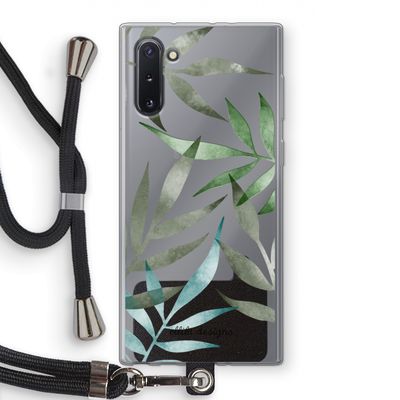 Tropical watercolor leaves: Samsung Galaxy Note 10 Transparant Hoesje met koord