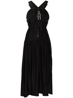 Rabanne robe mi-longue à dos-nu - Noir