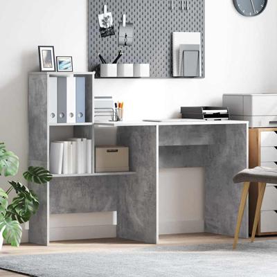 Bureau met plank Betongrijs 131,5 x 50 x 106,5 cm Bewerkt hout