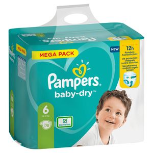 Pampers Baby-Dry Maat 6, 70 Luiers, Tot 12 Uur Bescherming, 13-18kg