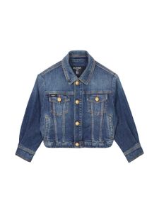 Balmain Kids veste en maille chenille à boutons embossés - Bleu