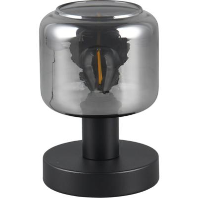 LED Tafellamp - Trion Atak - E14 Fitting - 1 lichtpunt - Mat Zwart - Metaal - Verchroomd Glas