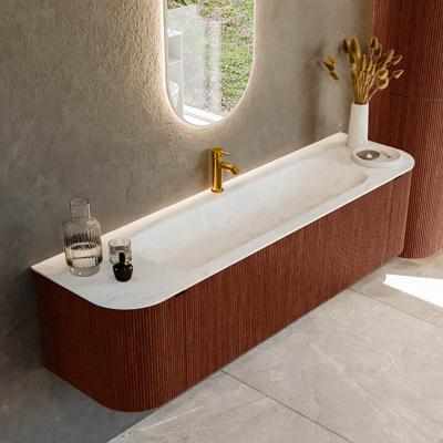 Badmeubel Mondiaz Kurve-Dlux | 170 cm cm | Meubelkleur Ruby | Wastafelkleur Opalo | Solid surface | Wasbak midden spoelbak | 1 kraangat