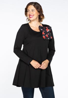 Yoek Tunic wide bot. bow | Zwart | Maat 46/48