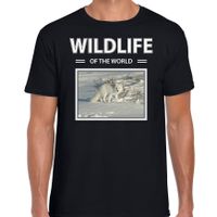 Sneeuwvos t-shirt met dieren foto wildlife of the world zwart voor heren - thumbnail