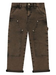 Dolce & Gabbana Kids jean droit à plaque logo - Marron