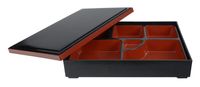 Zwart/Rode Bento Box - Lacquerware - 35 x 26cm - thumbnail