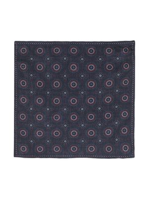 Brunello Cucinelli carré de poche en soie à design réversible - Bleu Brunello Cucinelli carré de poche en soie à design réversible - Bleu