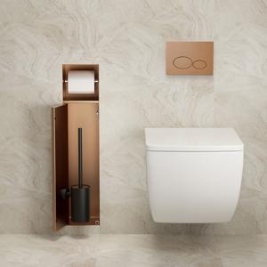 Toiletrol- en borstelhouder Xellanz Rocko | Inbouw | Betegelbaar | Messing | Geborsteld Brons Koper