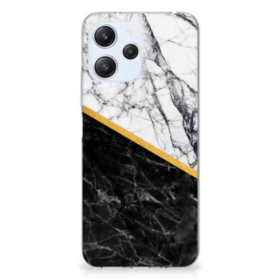 Xiaomi Redmi 12 4G | TPU | Siliconen hoesje | Marmer Wit Zwart - Origineel Cadeau Man
