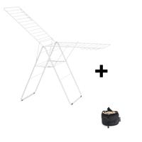 Brabantia hangon droogrek 25 meter incl wasknijpertasje wit
