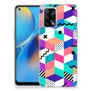 OPPO A74 4G TPU Hoesje Blokken Kleurrijk