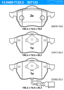 Remblokkenset, schijfrem ATE, u.a. für Audi, Skoda, VW, Seat