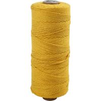 Creativ Company Macramé koord, l: 315 m, dikte 1 mm, dunne kwaliteit 12/12, geel, 220 gr/ 1 bol