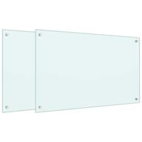 VidaXL Spatschermen keuken 2 st 80x50 cm gehard glas wit