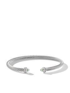 David Yurman bracelet en argent sterling Cable Classic serti de diamants et de prasiolite