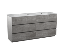 Storke Edge staand badmeubel 170 x 52 cm beton donkergrijs met Diva dubbele wastafel in glanzend composiet marmer