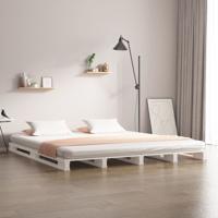 Palletbed massief grenenhout wit 200x200 cm
