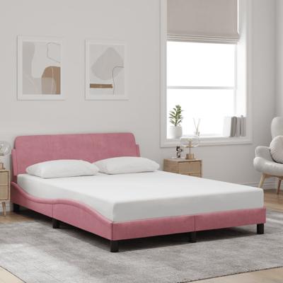 Bedframe met hoofdeinde zonder matras 120x200 cm fluweel roze