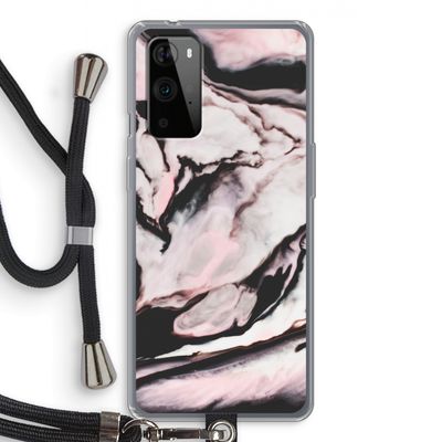 Roze stroom: OnePlus 9 Pro Transparant Hoesje met koord