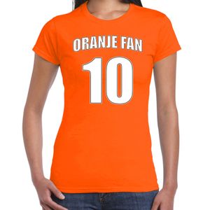 Oranje fan nummer 10 oranje t-shirt Holland / Nederland supporter EK/ WK voor dames