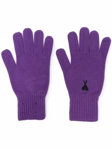 AMI Paris gants en laine mérinos à logo brodé - Violet