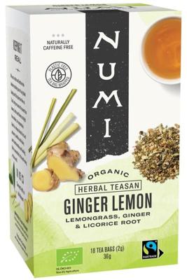 Numi Green tea ginger lemon bio 18 Zakjes Numi Green tea ginger lemon bio 18 Zakjes