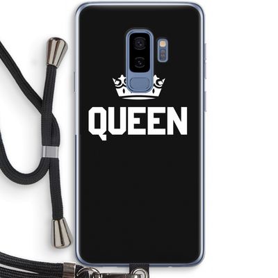 Queen zwart: Samsung Galaxy S9 Plus Transparant Hoesje met koord