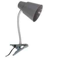 Gerimport Bureaulamp met klem - grijs - 22 x 12 x 32 cm - Buigbare leeslampen/ tafellampen - thumbnail