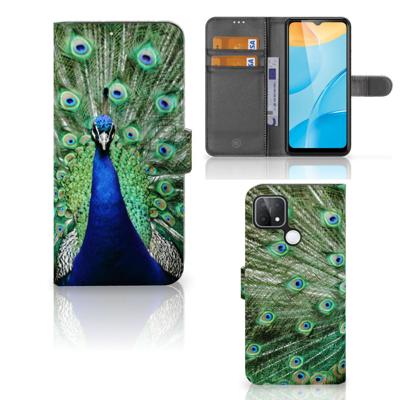 OPPO A15 | Telefoonhoesje | Met pasjeshouder | Pauw