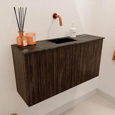 Toiletmeubel Mondiaz Joya Dlux | 80 cm | Meubelkleur Walnut | Faye wastafel Lava Wasbak Midden | Zonder kraangat(en)