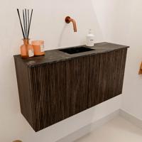 Toiletmeubel Mondiaz Joya Dlux | 80 cm | Meubelkleur Walnut | Faye wastafel Lava Wasbak Midden | Zonder kraangat(en) Toiletmeubel Mondiaz Joya Dlux | 80 cm | Meubelkleur Walnut | Faye wastafel Lava Wasbak Midden | Zonder kraangat(en)