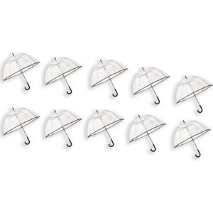 10 Stuks Transparante koepelparaplu 85 cm - doorzichtige paraplu - trouwparaplu - bruidsparaplu - stijlvol - plastic -