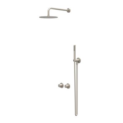 IVY Bond Regendoucheset - inbouw - symmetry - 2-weg stop-omstel - 15cm plafondbuis - 25cm slim hoofddouche - glijstang met uitlaat - 150cm doucheslang - 3-standen handdouche - Geborsteld nickel PVD CSB3GNBBBB