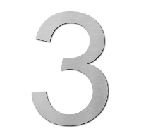 LIROdesign huisnummer 3 RVS - 15,5 cm - per stuk