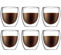 Bodum Dubbelwandige koffie- / theeglazen Pavina - gepatenteerd ventiel - 250 ml - 6 stuks