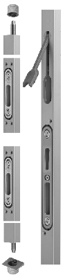 Nemef 4991 Infreessluitlijst | SKG*** | sluitlijst lengte 1970 - 2300mm | sluitplaten bijzetsloten verstelbaar | 2 verstelbare sluitpotten en 1