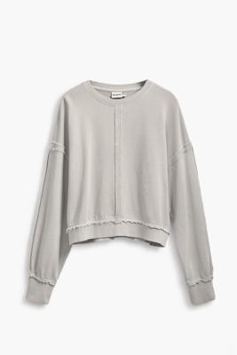 Sweatshirt met stiksels - BROWN - XL