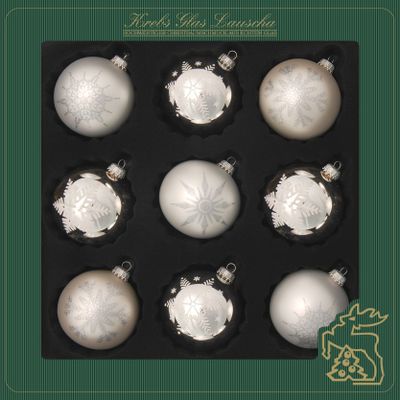 18x stuks luxe gedecoreerde glazen kerstballen zilver 8 cm