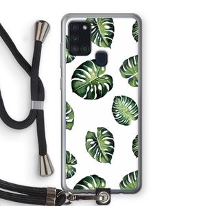 Tropische bladeren: Samsung Galaxy A21s Transparant Hoesje met koord