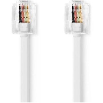 Telecomkabel | RJ11 Male | RJ11 Male | 2.00 m | Kabel design: Plat | Connectorplating: Goud Verguld