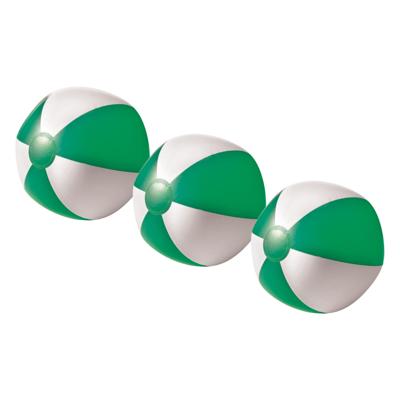 Impression Strandbal - 3x - opblaasbaar - zwembad speelgoed - groen/wit - D26 cm