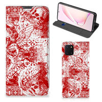 Mobiel BookCase Samsung Galaxy Note 10 Lite Angel Skull Rood - thumbnail