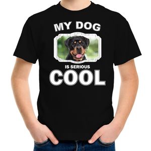 Honden liefhebber shirt Rottweiler my dog is serious cool zwart voor kinderen