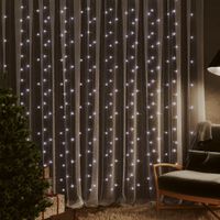 VidaXL Lichtsnoergordijn met 300 led&apos;s en 8 functies 3x3 m koudwit