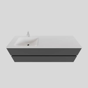 Badkamermeubel Solid Surface BWS Oslo 150x46 cm Links Mat Antraciet (met 1 kraangat)