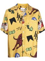 RHUDE graphic-print short-sleeved shirt - Jaune