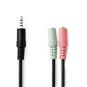 Nedis Stereo-Audiokabel | 3,5 mm Male | 2x 3,5 mm Female | 0.2 m | 1 stuks - CAGP22150BK02 CAGP22150BK02