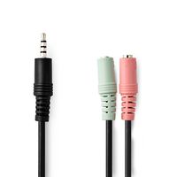 Nedis Stereo-Audiokabel | 3,5 mm Male | 2x 3,5 mm Female | 0.2 m | 1 stuks - CAGP22150BK02 CAGP22150BK02